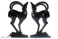 vintage 1920s ceramic ibex bookends