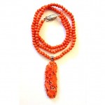 vintage 1920s chinese sterling salmon coral necklace