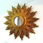 vintage 1930s carved wood gilded sunburst mirror z