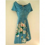 vintage 1940s silk hand painted dress