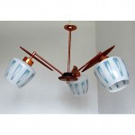 vintage 1950s teak and copper ceiling light