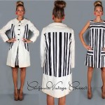 vintage 1960s black and white mod cotton dress and coat set z