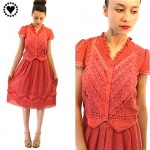 vintage 1980s eyelet and lace skirt and top set