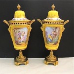 vintage 19th century sevres handpainted portrait urns