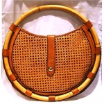 vintage Italian round bamboo and wicker purse