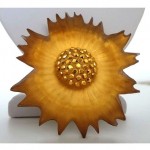 vintage alexis bittar lucite sunflower pin with swarovski gold crystals