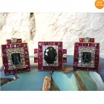 vintage art deco sapphire diamond ruby earrings and ring