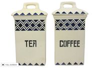 vintage art deco tea and coffee canisters