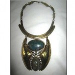 vintage brass bronze stone tribal necklace