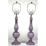 vintage c. 1949 pair barovier & toso hand blown glass lamps z