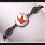 vintage edwardian serling enamel garnet love bird bracelet