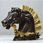 vintage figural bronze pen rest nib wipe