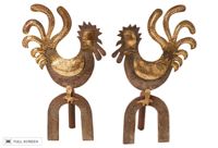 vintage french rooster andirons