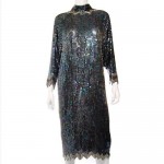 vintage halston sequin beaded evening dress
