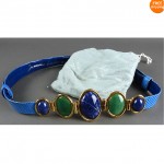 vintage judith leiber lizard jade and lapis belt z