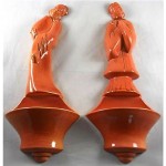 vintage kay finch oriental pottery wall vases