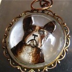 vintage large bulldog crystal pendant