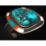 vintage navajo turquoise inlay bracelet