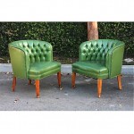 vintage pair of 1950s tufted chairs
