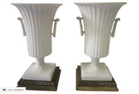 vintage pair of porcelain torchiere style table lamps
