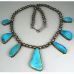 vintage turquoise bead pendant necklace