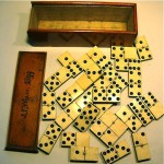 antique 1899 ebony and bone dominoes set