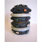 antique chinese silver jeweled jade bangle bracelet box z