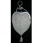 antique chinese silver mesh heart shaped handbag z