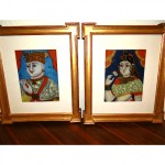 antique pair of indian mughal reverse paintings on glass z