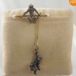 antique victorian diamond sapphire trapeze monkey brooch