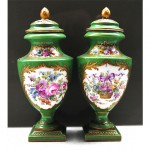 antqiue 1800s sevres handpainted lidded urns z