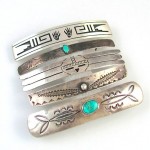 collection of navajo hopi sterling turquoise hair barrettes
