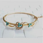 victorian art nouveau turquoise and seed pearl bracelet