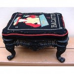 victorian cast iron needlepoint foot stool