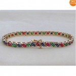 vintage 14k emerald ruby diamond bracelet