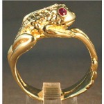 vintage 14k gold and ruby custom frog ring