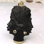 vintage 18k blackamoor two faced pendant