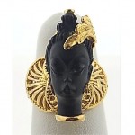 vintage 18k carved jet blackamoor bust ring