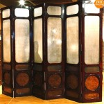 vintage 1920s chinese carved wood and cut glass room divider screen