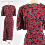 vintage 1930s floral silk drape dress z