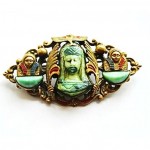 vintage 1930s neiger brass egyptian revival brooch