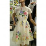 vintage 1950s handpainted organza party dress
