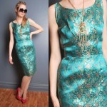 vintage 1950s metallic brocade cocktail dress