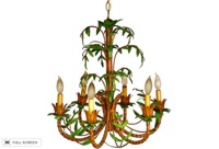 vintage 1960s tole palm frond chandelier