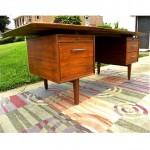 vintage 1964 inlaid walnut floating top desk z