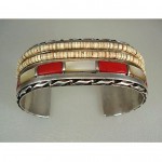 vintage 1970s zuni silver coral heishi bracelet