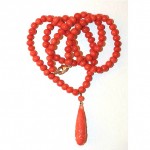 vintage art deco chinese coral drop pendant necklace