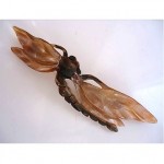 vintage art nouveau carved horn dragonfly brooch