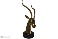 vintage brass gazelle on granite base