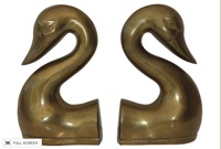 vintage brass swan bookends